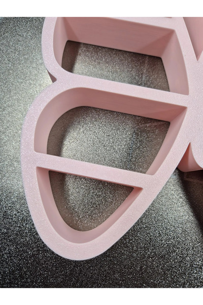 Baby Darling %100 Doğal Pembe Kelebek Dekoratif Raf - Figür, Araba, Mini Oyuncak Standı (25cm Genişlik)