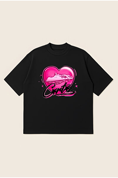 Moon Dancer Corteiz Hearts Printed Oversize Boxy Cut Unisex 100% Cotton Tshir...