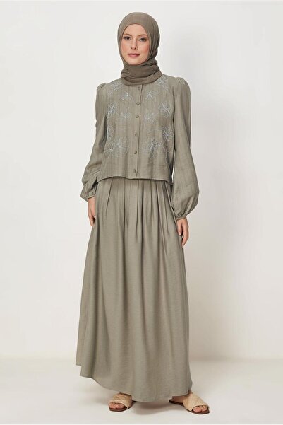 Alvina Striped Linen Skirt Set 46434