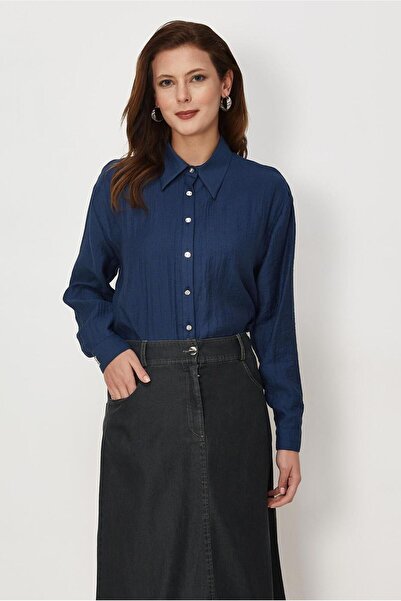 Alvina Shirt Collar Viscose Tunic 46699