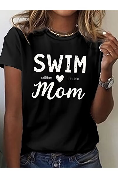 NOURAM تي شيرت كاجوال بأكمام قصيرة وياقة دائرية من Swim Mom |   مثالي للربيع ...