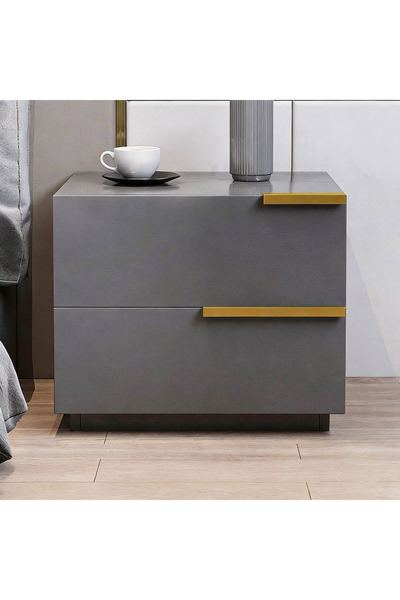 GoldenLike Home Modern Bedside Table with Double Drawer Storage Storage Cabin...