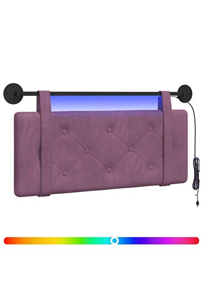 vidaxl Tăblie de pat suspendată Cu lumină LED Violet Catifea