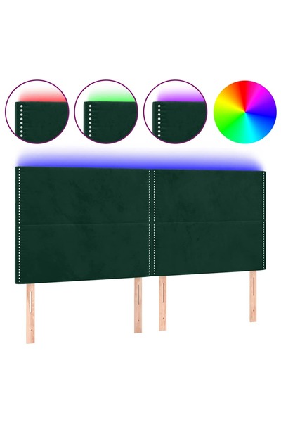 vidaxl Tăblie de pat cu LED, verde închis, 200x5x118/128 cm, catifea