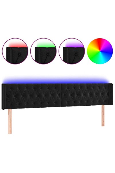 vidaxl Tăblie de pat cu LED, negru, 183x16x78/88 cm, catifea