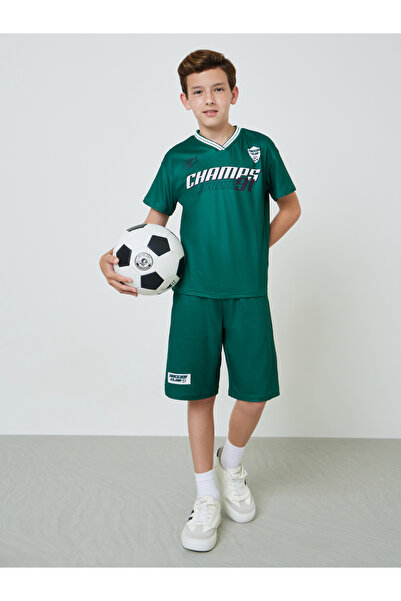 Styli Teens V Neck Sports Jersey T-Shirt And Shorts Set