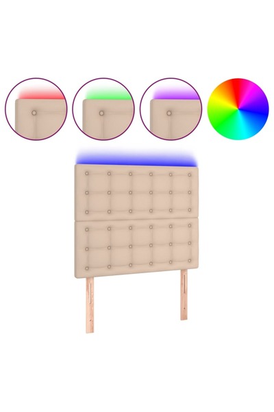 vidaxl Tăblie de pat cu LED cappuccino 80x5x118/128cm, piele ecologică