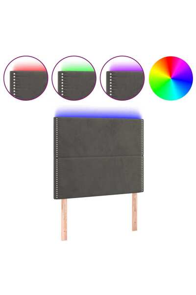 vidaxl Tăblie de pat cu LED, gri închis, 80x5x118/128 cm, catifea