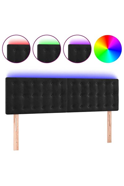vidaxl Tăblie de pat cu LED, negru, 144x5x78/88 cm, catifea