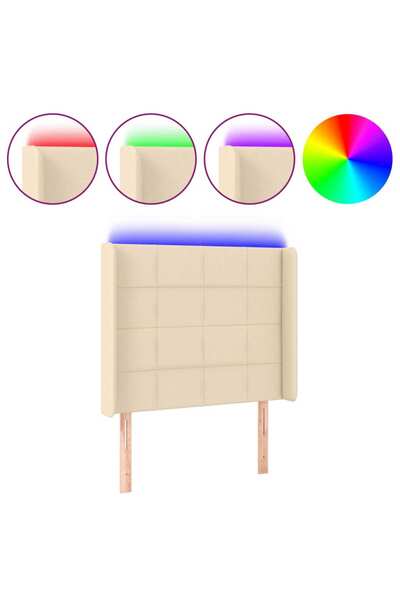vidaxl Tăblie de pat cu LED, crem, 103x16x118/128 cm, textil