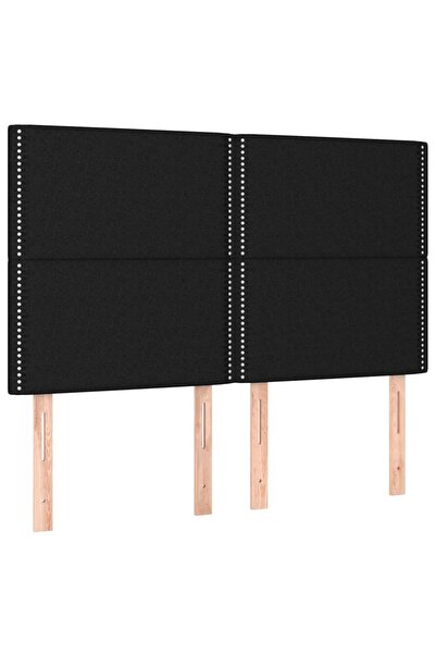 vidaxl Tăblie de pat neagră 144x5x118/128 cm, material textil