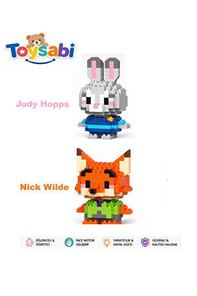 TOYSABİ Judy Hopps - Nick Wilde Mini 3D Lego-Yapboz - Sevimli Figür - 2'Li Eğ...