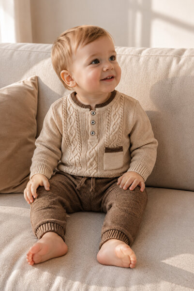 Babyhola Baby Boy Knitwear Sweater Pants Set 23124