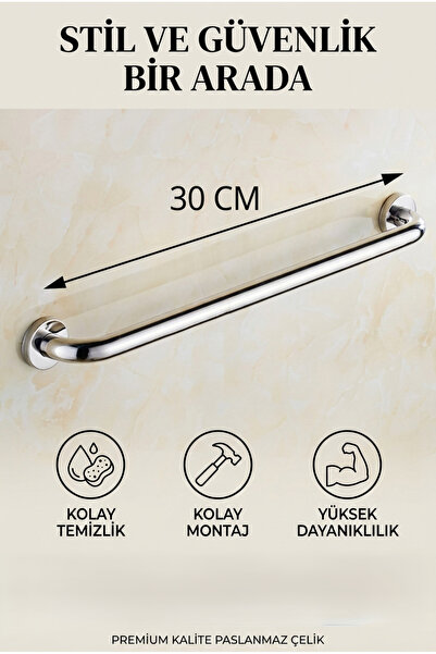 Primeaks Yaşlı Engelli Tutunma Barı 30 CM Banyo WC Destek Kolu