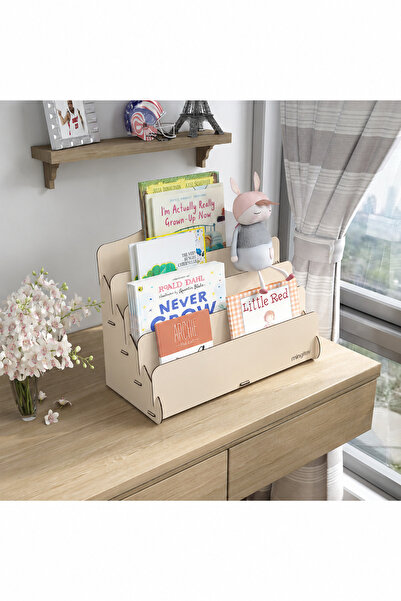 Mingitav Mini Lucky Montessori Çocuk Kitaplığı 4 Raflı Ahşap Çocuk Odası Kita...