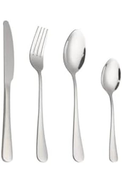 Yıldızan Duca Mall 410 Steel 24 Piece 6 Person Gray Dinner Spoon Fork Knife S...
