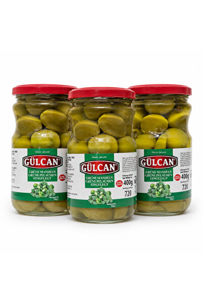 Gülcan Set 3 x Migdale si Prune Verzi Murate, 720 ml (400 g) – Specialitate T...