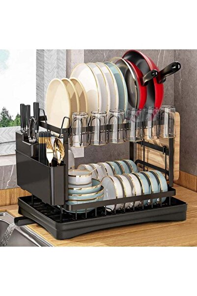 INFOSUN Dish Drying Rack, 2 Tier Dish Rack, Dish Strainers for Kitchen Counte...