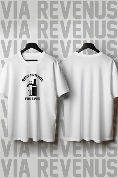 Vordevia Μπλουζάκι Unisex με στάμπα Best Friends, με χαλαρή εφαρμογή, 100% βα...