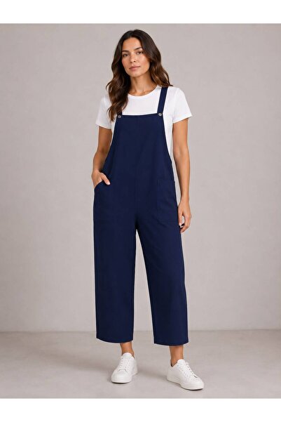Rouge basıc Ayrobin Jumpsuit with Straps and Pockets