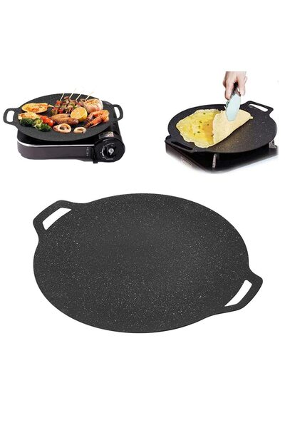 DealsReall Tigaie grill rotundă antiaderentă, cu înveliș de piatră, 30 x 45 c...