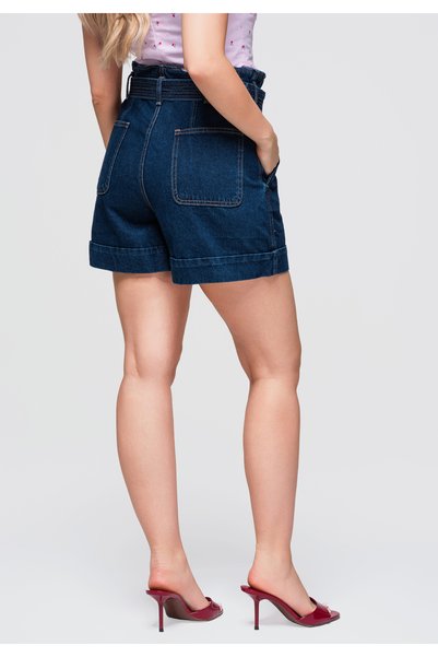 OMBRE Pantaloni scurți de damă, talie înaltă, croială lejeră OW-ST-E0011