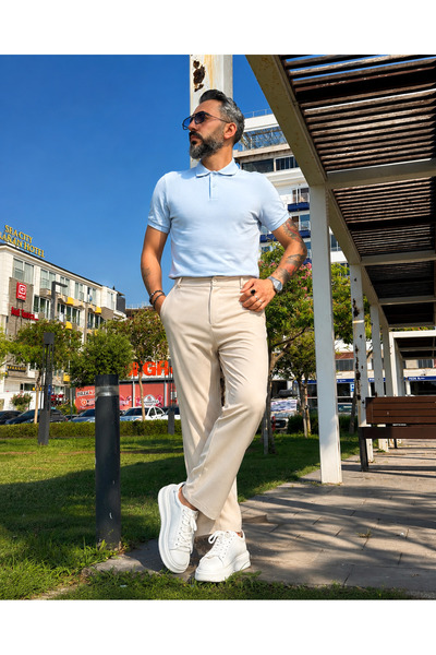 higo Men's Premium Cotton Baggy Fit Elastic Waist Fabric Trousers