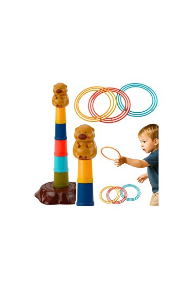 LEAN Joc interactiv de îndemânare cu inele, 5 nivele, cu motiv capibara, 32 x...
