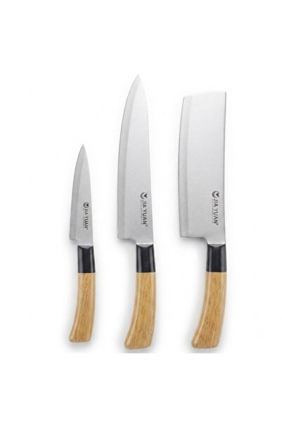 AKDC Jia Yuan 3-Piece Stainless Steel Kitchen Knife Set – Cleaver, Chef & Fru...