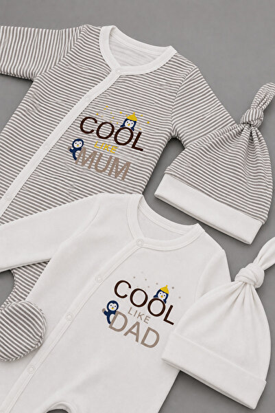 My Babies Label Cool Like Mum & Cool Like Dad Printed 100% Cotton 4-Piece New...
