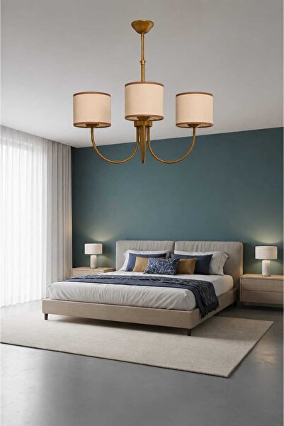 BSA LIGHTING ENDA 3'LÜ ESKİTME MODERN AVİZE ( KREM SİLİNDİR ABAJUR)