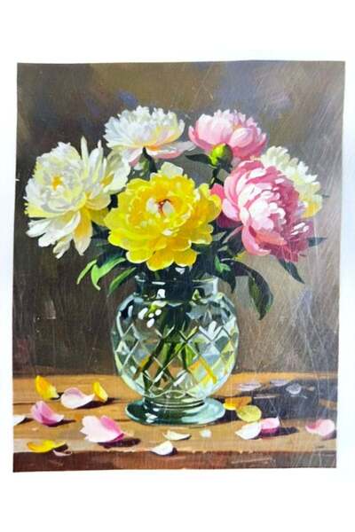 LİVA CRAFT Art & Craft Diamond Mosaic Painting, 30X40 Flowers in Glass Vase B...
