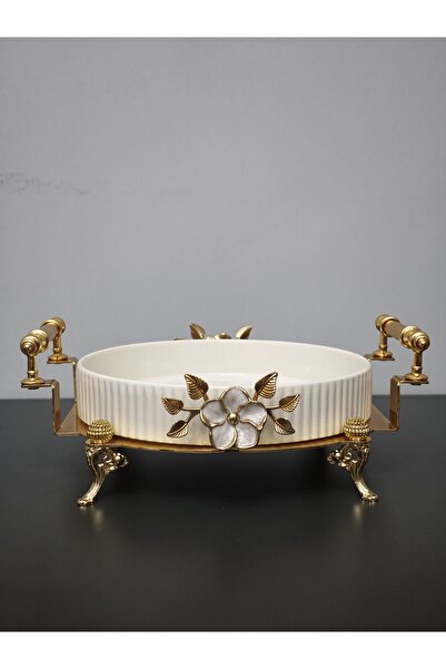 PARILTI HOME COLLECTİON Oven Dish Bowl Luxury Serving Plate Bowl Gold Silver ...