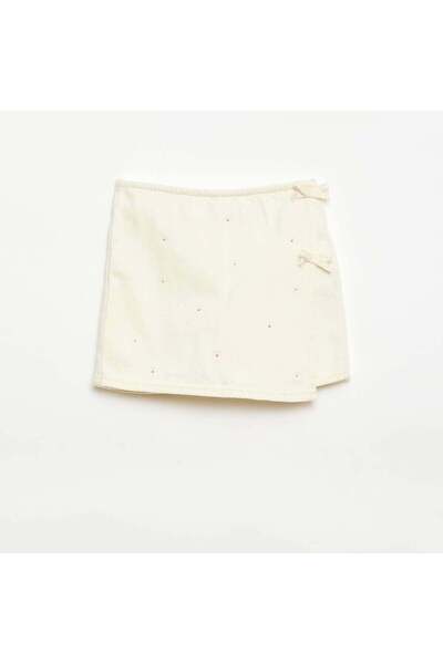 KIABI Skort with all-over embroidered patterns BEIGE