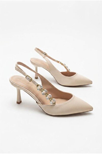 fort 129-2704 Satin Stone Buckle Detailed 7 cm Heel Height Comfortable Women'...
