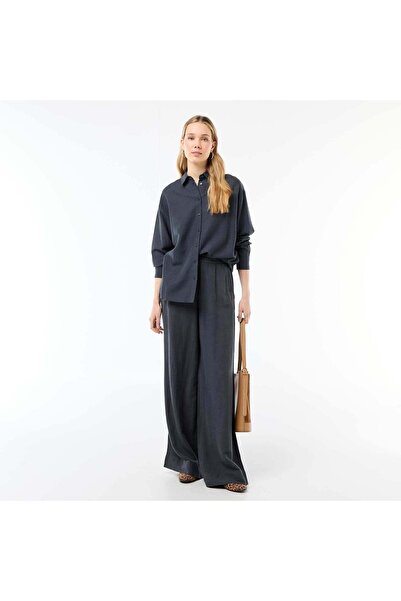 KIABI Linen Blend Palazzo Trousers BLUE