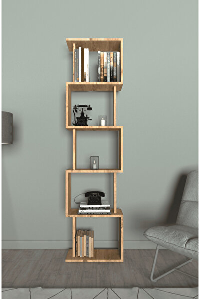 lavellan Riva Labirent Kitaplık – 5 Raflı Modern Dekoratif Kitaplık Ünitesi