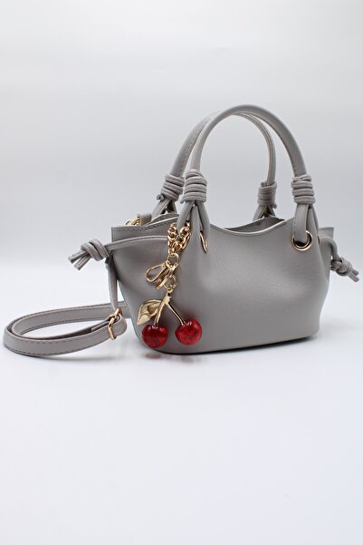 LASSO Women's Gray Knot Detailed Crossbody Hand and Shoulder Bag with Cherry ...