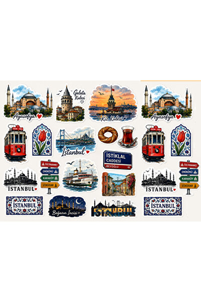 TELLGRAF مجموعة ملصقات بتصميم إسطنبول (21×30 سم، مجموعة واحدة)