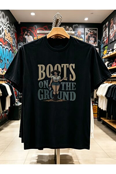 En22 تي شيرت بطبعة Boots on The Ground للرجال للارتداء اليومي في الهواء الطلق...