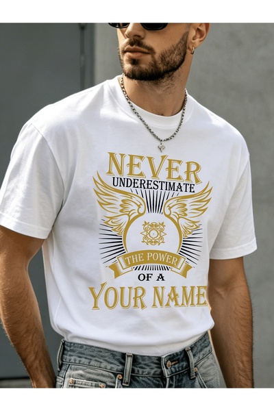 45 BPM Personalized Custom Name Men'S Casual T-Shirt, Antique Golden Wing Bur...