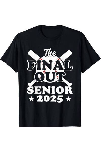 01THEONE 2025 Grad Baseball T-Shirt - "The Final Out Senior" Design, Black, R...