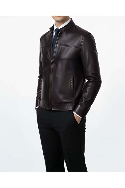 TerziAdemAltun 100% Genuine Lamb Leather Men's Coat Jacket Tan T20018-24