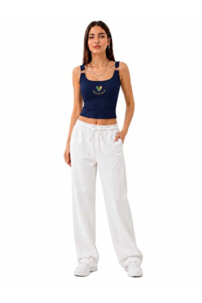 ASG Women's Ring Detailed Thick Strap Gathering Fit Crop Blouse Undershirt