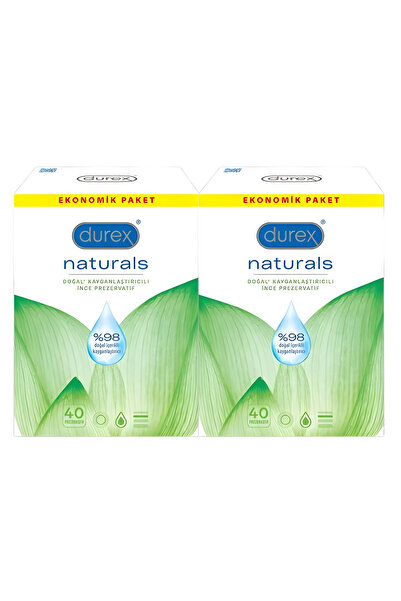 Durex Naturals Doğal Kayganlaştırıcılı Prezervatif 40 lı x 2 Adet