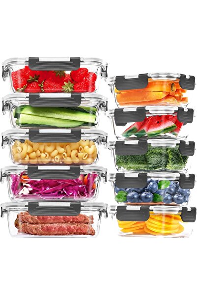 Scro Recipiente din sticlă pentru depozitarea alimentelor,pachet de 10,cu cap...