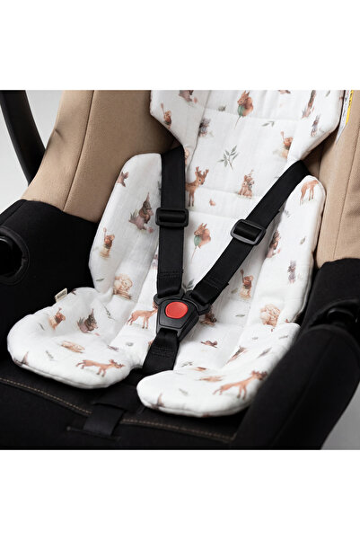 jr.bunnies Junior Bunnies Tiny Forest Patterned Stroller Cushion |   Double Layer Muslin Baby Carrier and Car Seat Cushion