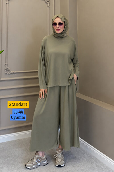 Balenbi Women's Modal Pique Wide Leg Pants Comfortable Fit Two-Piece Hijab Se...