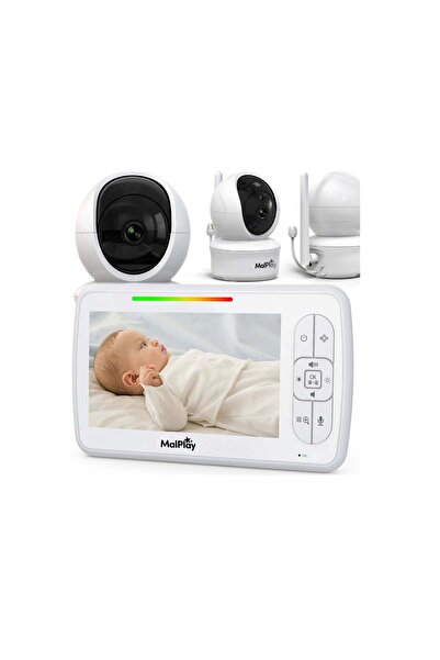 MalPlay Cameră rotativă pentru monitorizarea bebelușilor cu monitor LCD de 5”...