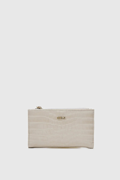 Lavora Bags Ellora Kroko Desen Cüzdan Krem